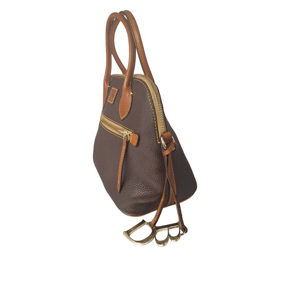 Gorgeous Dooney & Bourke Brown and Tan Leather Dome Type Tote Bag - Picture 5 of 10